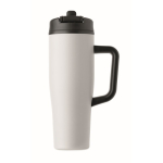 Lekvrije thermosbeker met handvat en rietje 900 ml kleur wit zevende weergave