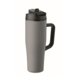 Lekvrije thermosbeker met handvat en rietje 900 ml kleur grijs tweede weergave