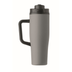 Lekvrije thermosbeker met handvat en rietje 900 ml kleur grijs zesde weergave