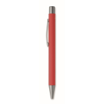 Drukpen van gerecycled aluminium met rubber afwerking en blauwe inkt kleur rood tweede weergave