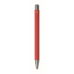 Drukpen van gerecycled aluminium met rubber afwerking en blauwe inkt kleur rood vierde weergave