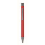 Drukpen van gerecycled aluminium met rubber afwerking en blauwe inkt kleur rood vijfde weergave