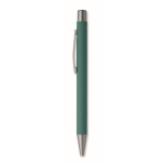 Drukpen van gerecycled aluminium met rubber afwerking en blauwe inkt kleur groen tweede weergave