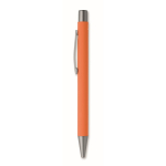 Drukpen van gerecycled aluminium met rubber afwerking en blauwe inkt kleur oranje tweede weergave