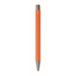 Drukpen van gerecycled aluminium met rubber afwerking en blauwe inkt kleur oranje vierde weergave