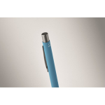 Drukpen van gerecycled aluminium met rubber afwerking en blauwe inkt kleur turquoise foto bekijken derde weergave