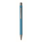 Drukpen van gerecycled aluminium met rubber afwerking en blauwe inkt kleur turquoise vijfde weergave