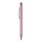 Drukpen van gerecycled aluminium met rubber afwerking en blauwe inkt kleur paars tweede weergave