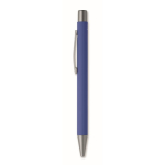 Drukpen van gerecycled aluminium met rubber afwerking en blauwe inkt kleur koningsblauw tweede weergave