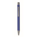 Drukpen van gerecycled aluminium met rubber afwerking en blauwe inkt kleur koningsblauw vijfde weergave