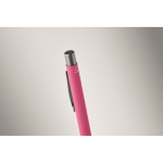 Drukpen van gerecycled aluminium met rubber afwerking en blauwe inkt kleur fuchsia foto bekijken derde weergave