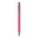 Drukpen van gerecycled aluminium met rubber afwerking en blauwe inkt kleur fuchsia vijfde weergave