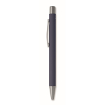 Drukpen van gerecycled aluminium met rubber afwerking en blauwe inkt kleur marineblauw tweede weergave
