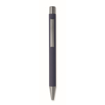 Drukpen van gerecycled aluminium met rubber afwerking en blauwe inkt kleur marineblauw vijfde weergave