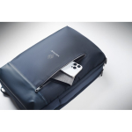 Laptoprugzak met PU-details en trolleyband 15'' kleur blauw hoofdweergave
