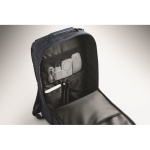 Laptoprugzak met PU-details en trolleyband 15'' kleur blauw foto bekijken zevende weergave