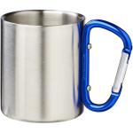 Dubbelwandige isolerende beker met geïntegreerde karabijnhaak 200ml kleur blauw