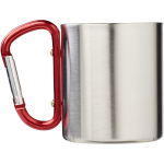 Dubbelwandige isolerende beker met geïntegreerde karabijnhaak 200ml kleur rood tweede weergave achterkant