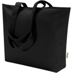 Katoenen totebag met ritssluiting en lange hengsels 320 g/m2 kleur zwart tweede weergave
