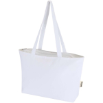 Katoenen totebag met ritssluiting en lange hengsels 320 g/m2 kleur wit