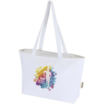 Katoenen totebag met ritssluiting en lange hengsels 320 g/m2 kleur wit