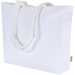 Katoenen totebag met ritssluiting en lange hengsels 320 g/m2 kleur wit tweede weergave