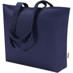 Katoenen totebag met ritssluiting en lange hengsels 320 g/m2 kleur marineblauw tweede weergave