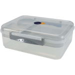 Kunststof lunchbox met verschillende vakken 1.45L kleur lichtgrijs weergave tampondruk