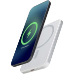 Compacte magnetische powerbank met draadloos opladen 5.000 mAh kleur zilver
