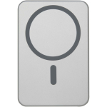 Compacte magnetische powerbank met draadloos opladen 5.000 mAh kleur zilver tweede weergave achterkant