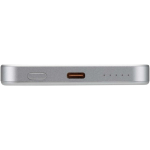 Compacte magnetische powerbank met draadloos opladen 5.000 mAh kleur zilver weergave detail 1