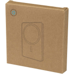 Compacte magnetische powerbank met draadloos opladen 5.000 mAh kleur zilver tweede weergave met doos