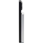 Compacte magnetische powerbank met draadloos opladen 5.000 mAh kleur zilver weergave zijkant