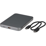 Compacte magnetische powerbank met draadloos opladen 5.000 mAh kleur glanzend zilver tweede weergave