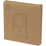 Compacte magnetische powerbank met draadloos opladen 5.000 mAh kleur glanzend zilver tweede weergave met doos