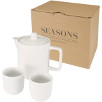 Theepot met twee keramische kopjes voor theeservice 600ml kleur wit