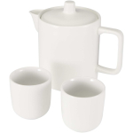 Theepot met twee keramische kopjes voor theeservice 600ml kleur wit tweede weergave