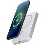Magnetische draagbare oplader van gerecycled aluminium 10.000 mAh kleur zilver