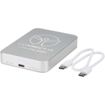 Magnetische draagbare oplader van gerecycled aluminium 10.000 mAh kleur zilver weergave bedrukking logo 2