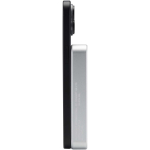 Magnetische draagbare oplader van gerecycled aluminium 10.000 mAh kleur zilver weergave zijkant