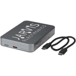 Magnetische draagbare oplader van gerecycled aluminium 10.000 mAh kleur glanzend zilver weergave bedrukking logo 2