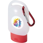 Draagbare handgel met karabijnhaak en citrusgeur 30ml kleur rood