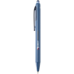Balpen van gerecycled kunststof met dubbele spuitgietafwerking en blauwe inkt kleur marineblauw