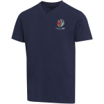 Unisex T-shirt met korte mouwen, V-hals, biologisch katoen 200 g/m2 Elevate kleur marineblauw weergave zeefdruk
