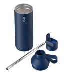 Fles van gerecycled roestvrij staal met rietje 710ml Ocean Bottle kleur marineblauw tweede weergave