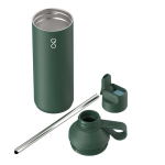 Fles van gerecycled roestvrij staal met rietje 710ml Ocean Bottle kleur donkergroen tweede weergave