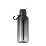 Transparante fles met rietje en klapdeksel 710ml Ocean Bottle kleur zwart tweede weergave achterkant