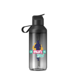 Transparante fles met rietje en klapdeksel 710ml Ocean Bottle kleur zwart