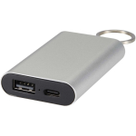 Personaliseerbare powerbank van gerecycled aluminium met sleutelhanger 2.000 mAh kleur zilver tweede weergave