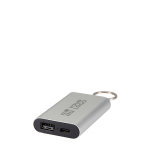 Personaliseerbare powerbank van gerecycled aluminium met sleutelhanger 2.000 mAh met afdrukgebied